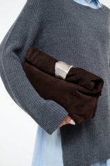 Cuff Clutch | Espresso Suede