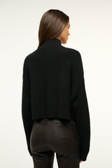 Cashmere Cropped Hampton Sweater | Black