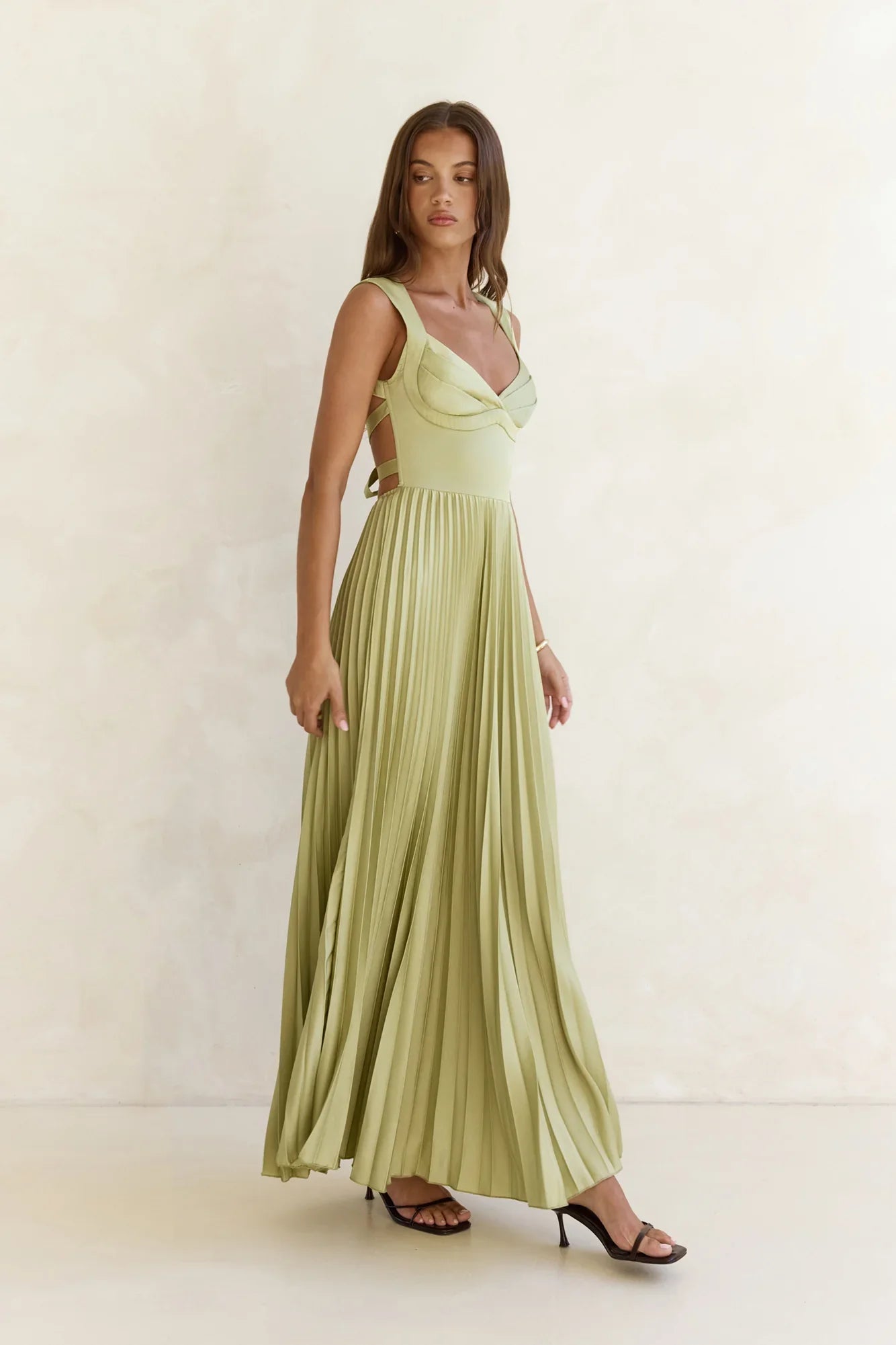 Song Of The Sky Plisse Maxi Dress Green