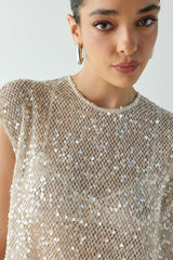 Sabre Sequin Midi Dress Oat