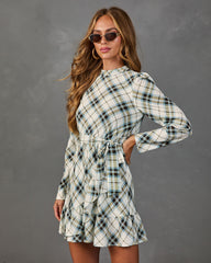 Afternoon Calling Plaid Waist Tie Mini Dress