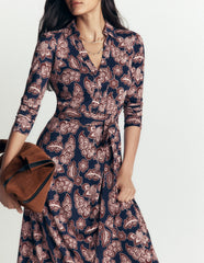 Imogen Collared Jersey Dress-Navy, Tickled Meadows