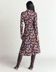 Imogen Collared Jersey Dress-Navy, Tickled Meadows
