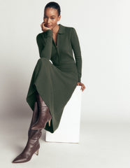 Fiona Zip Front Knitted Dress-Hunter Green