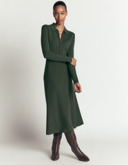 Fiona Zip Front Knitted Dress-Hunter Green