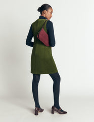 Lou Cord Shift Dress-Forest Green