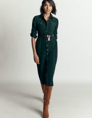 Fleur Cord Midi Dress-Midnight Teal