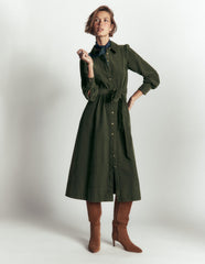 Maeve Cord Midi Shirt Dress-Forest Glade