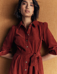 Maeve Cord Midi Shirt Dress-Spiced Apple