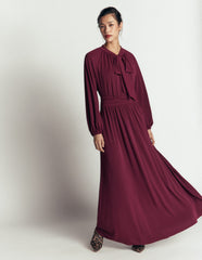 Pussybow Jersey Maxi Dress-Deep Wisteria