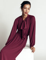 Pussybow Jersey Maxi Dress-Deep Wisteria