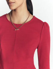 Marla Seamed Ottoman Dress-Red Earth