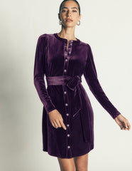 Honor Short Velvet Dress-Nightshade