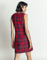Lou Wool Check Shift Dress-Red, Blue and Green Check