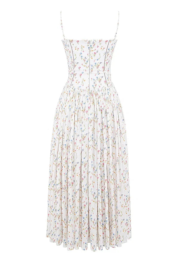 white posy print cotton maxi sundress