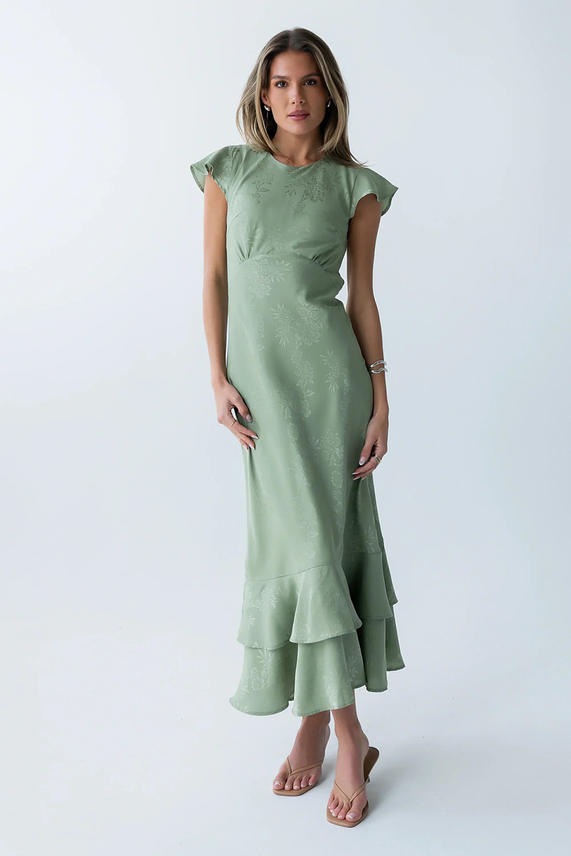 Mateo Floral Maxi Dress in Green