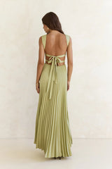 Song Of The Sky Plisse Maxi Dress Green
