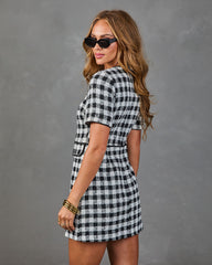 Cobblestone Charm Tweed Plaid Mini Dress