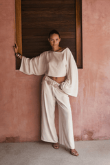 Clear Breeze White Linen Pants