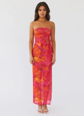 Rooftop Party Mesh Tube Top - Floral Sun