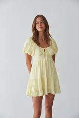 Dallas Open Back Puff Sleeve Babydoll Mini Dress