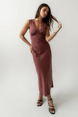 Hailey Lace Trim Maxi Dress in Marsala