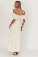 Lillibet Bow Tied Bust Midi Dress Cream