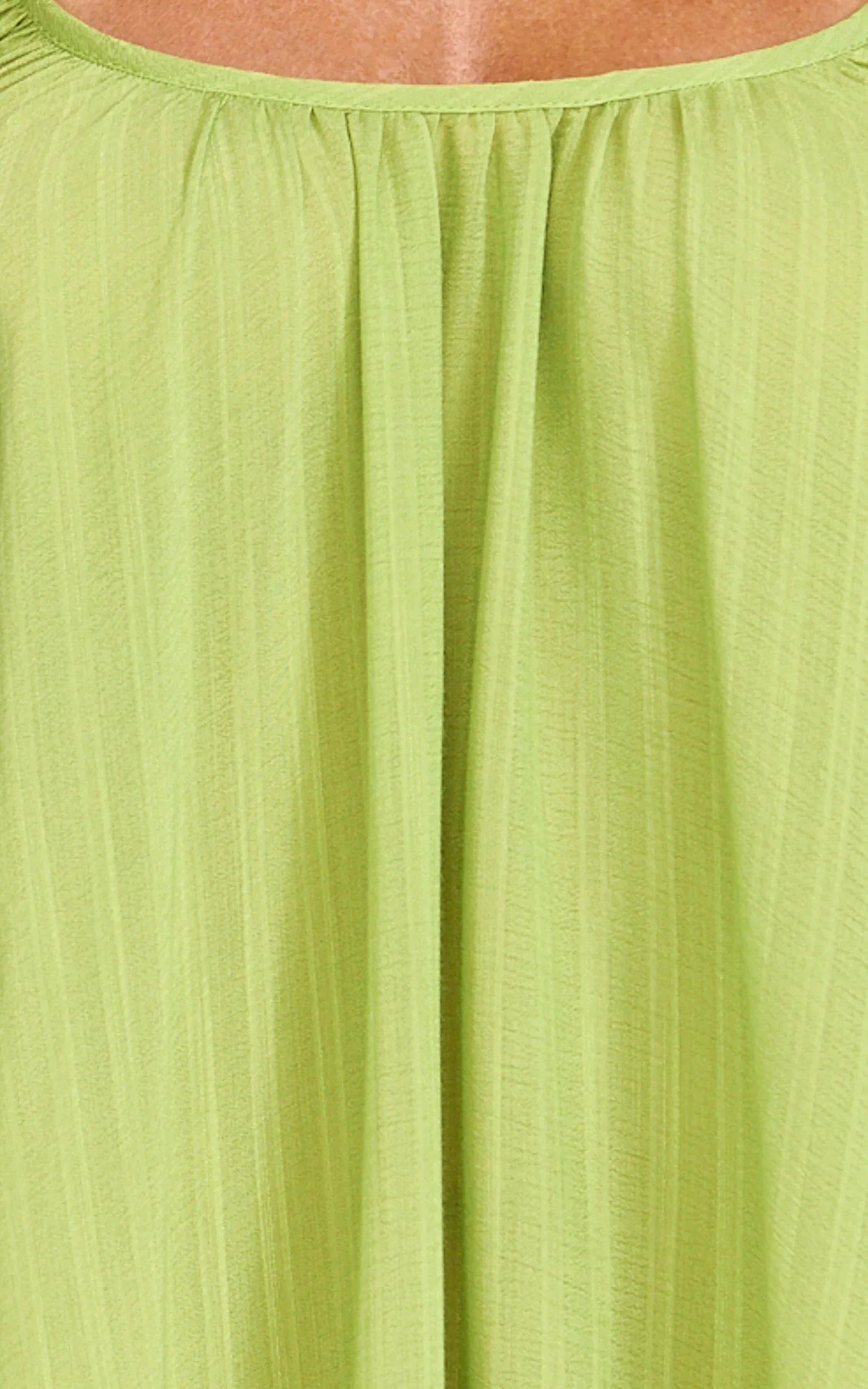 Eliana Maxi Dress - V Neck Chain Strap Tie Back Shift Dress in Green