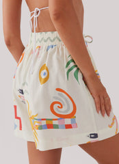 Tallulah Linen Shorts - Summer Palm