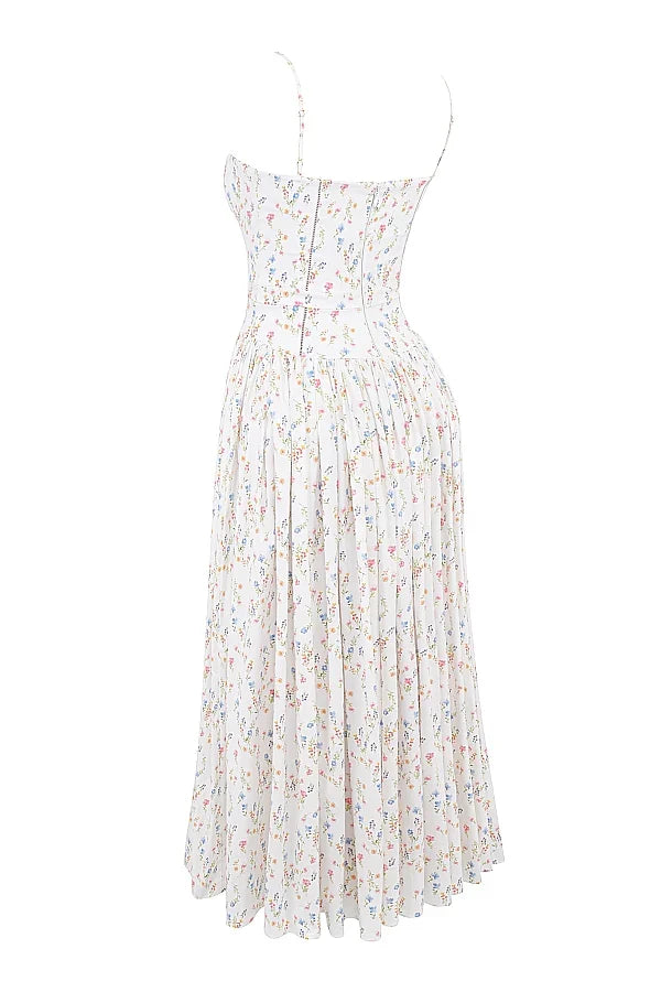 white posy print cotton maxi sundress