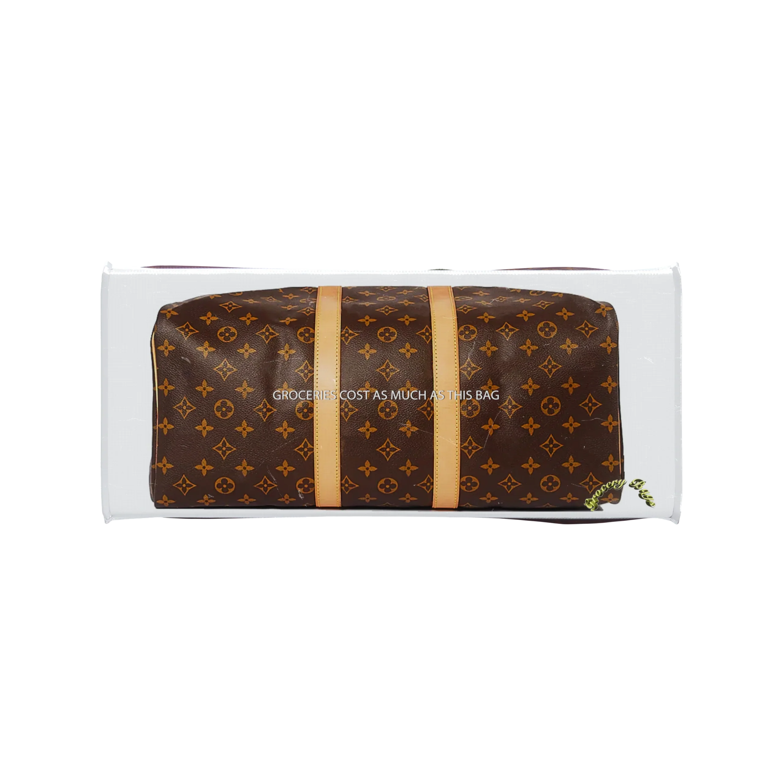 Tita Elvie Duffle Grocery Bag, Brown Canvas, Large