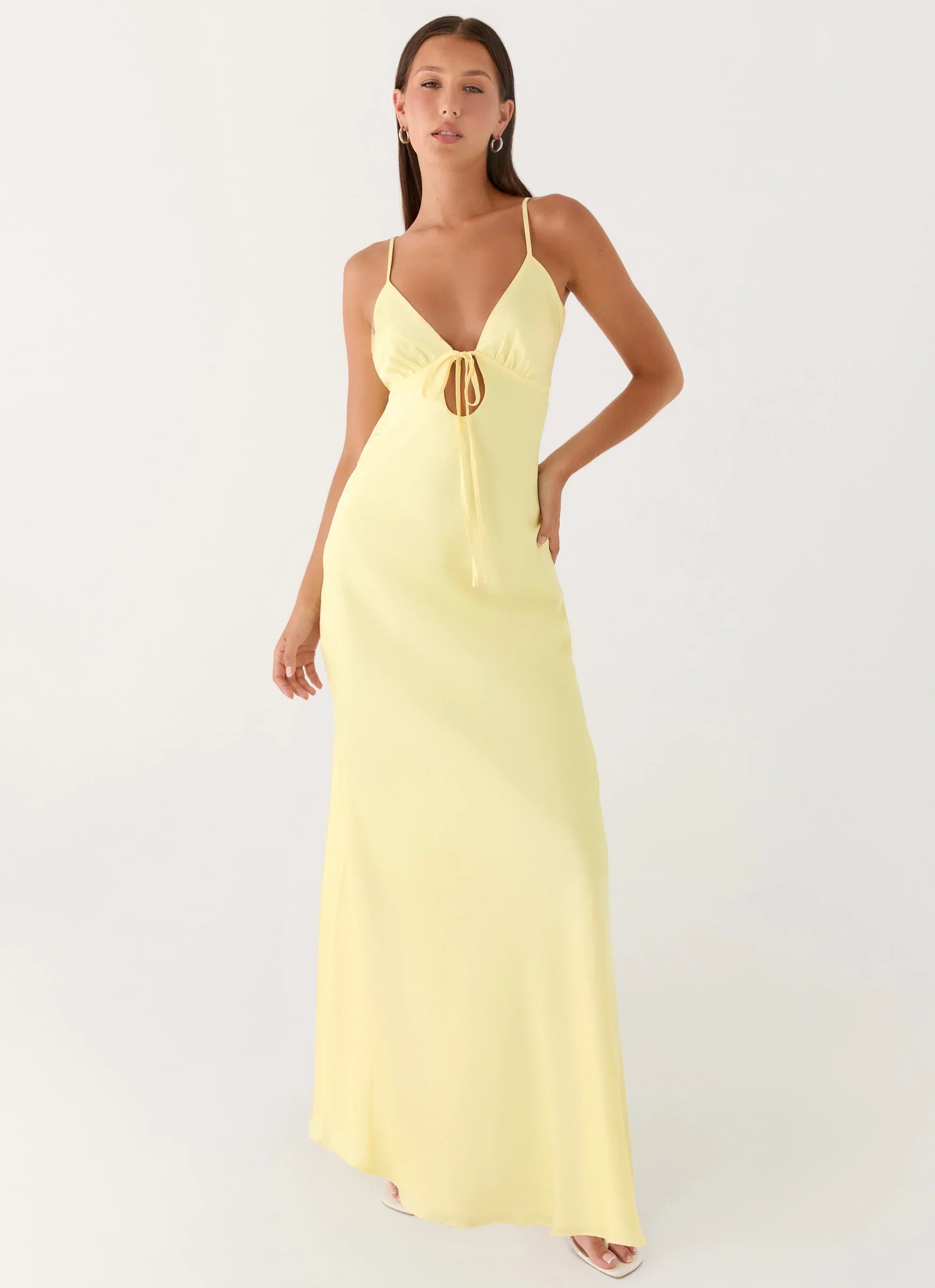 Flora Satin Maxi Dress - Lemon