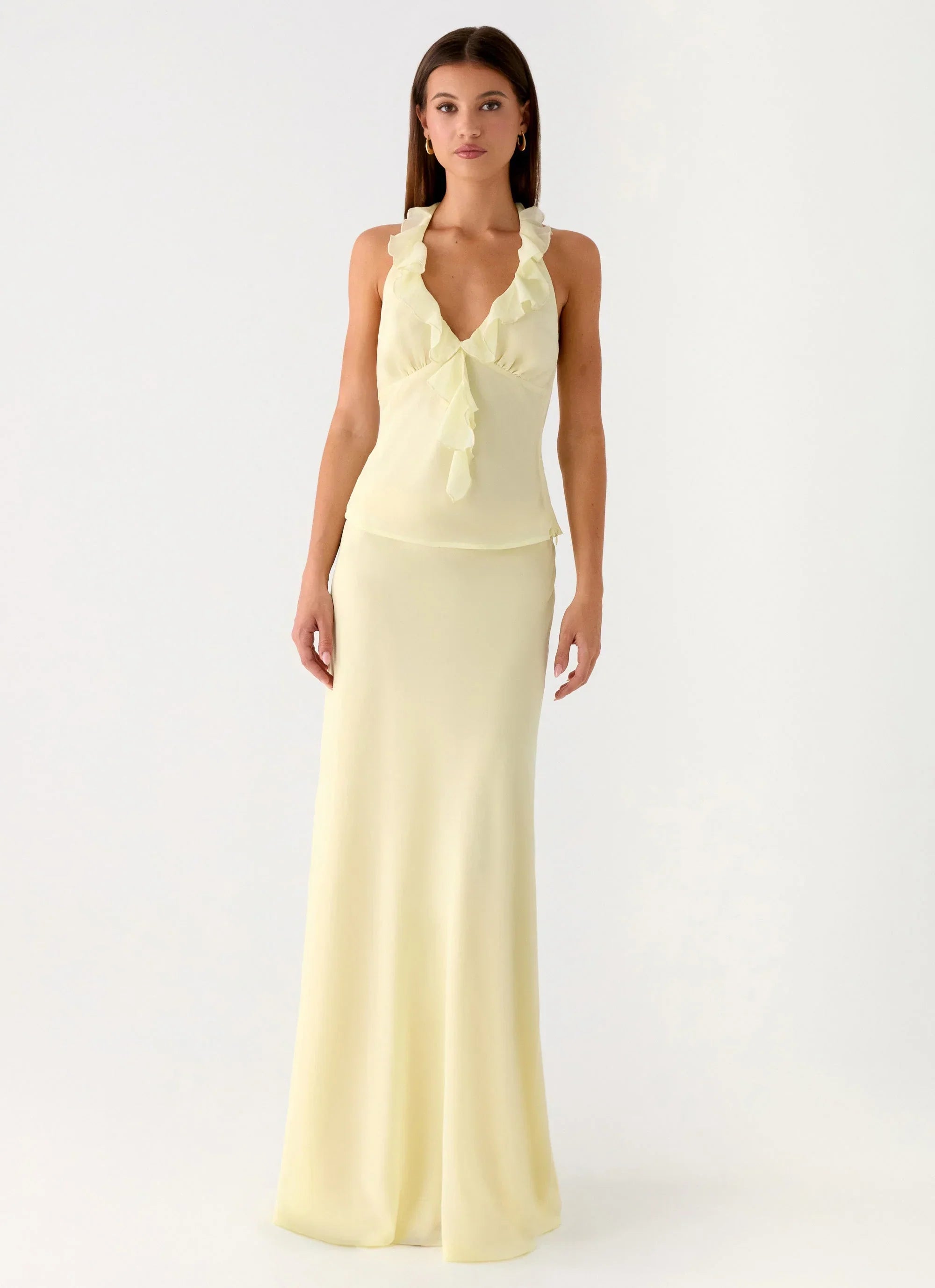 Star Girl Chiffon Maxi Skirt - Yellow