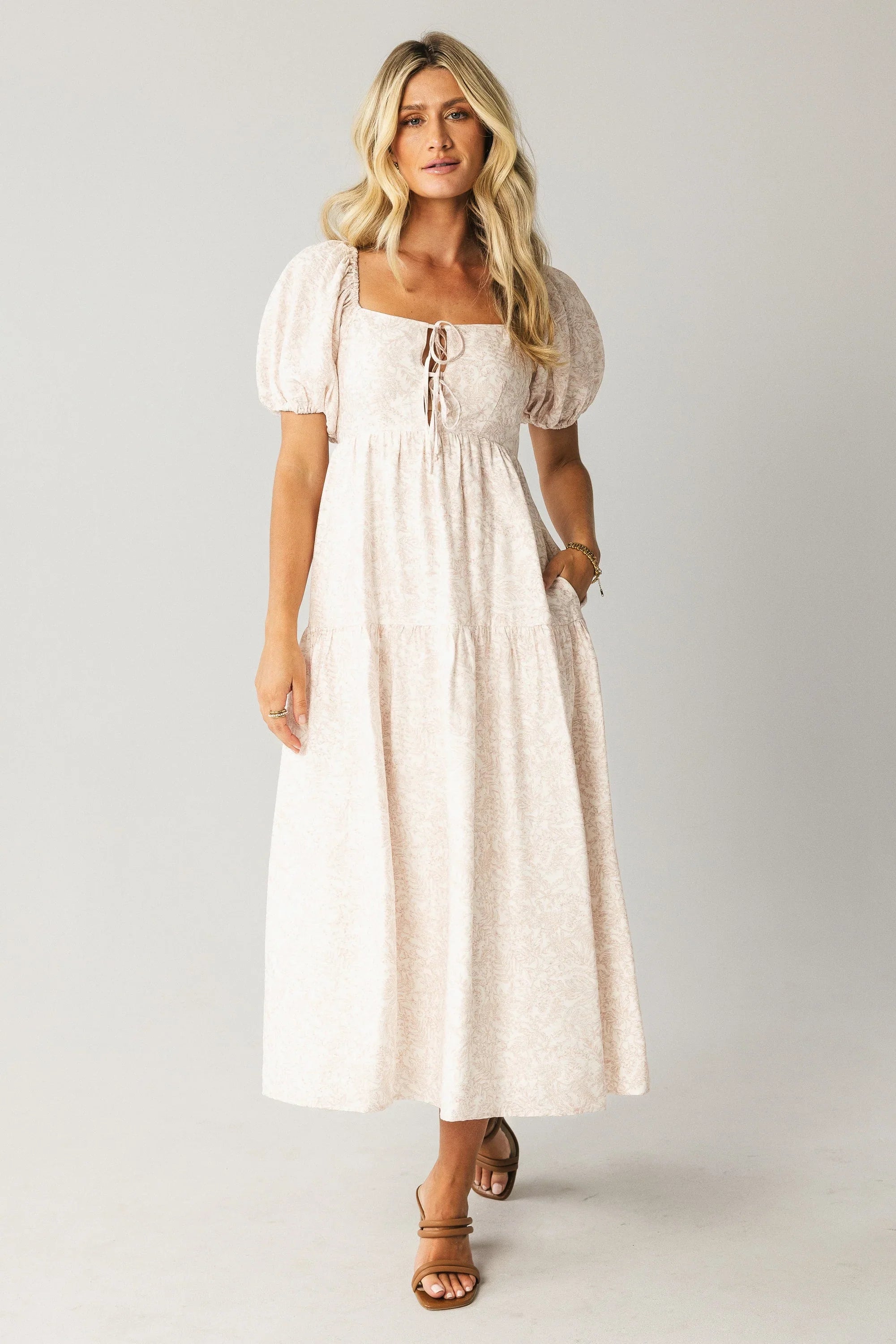 Kelsie Floral Midi Dress in Pink
