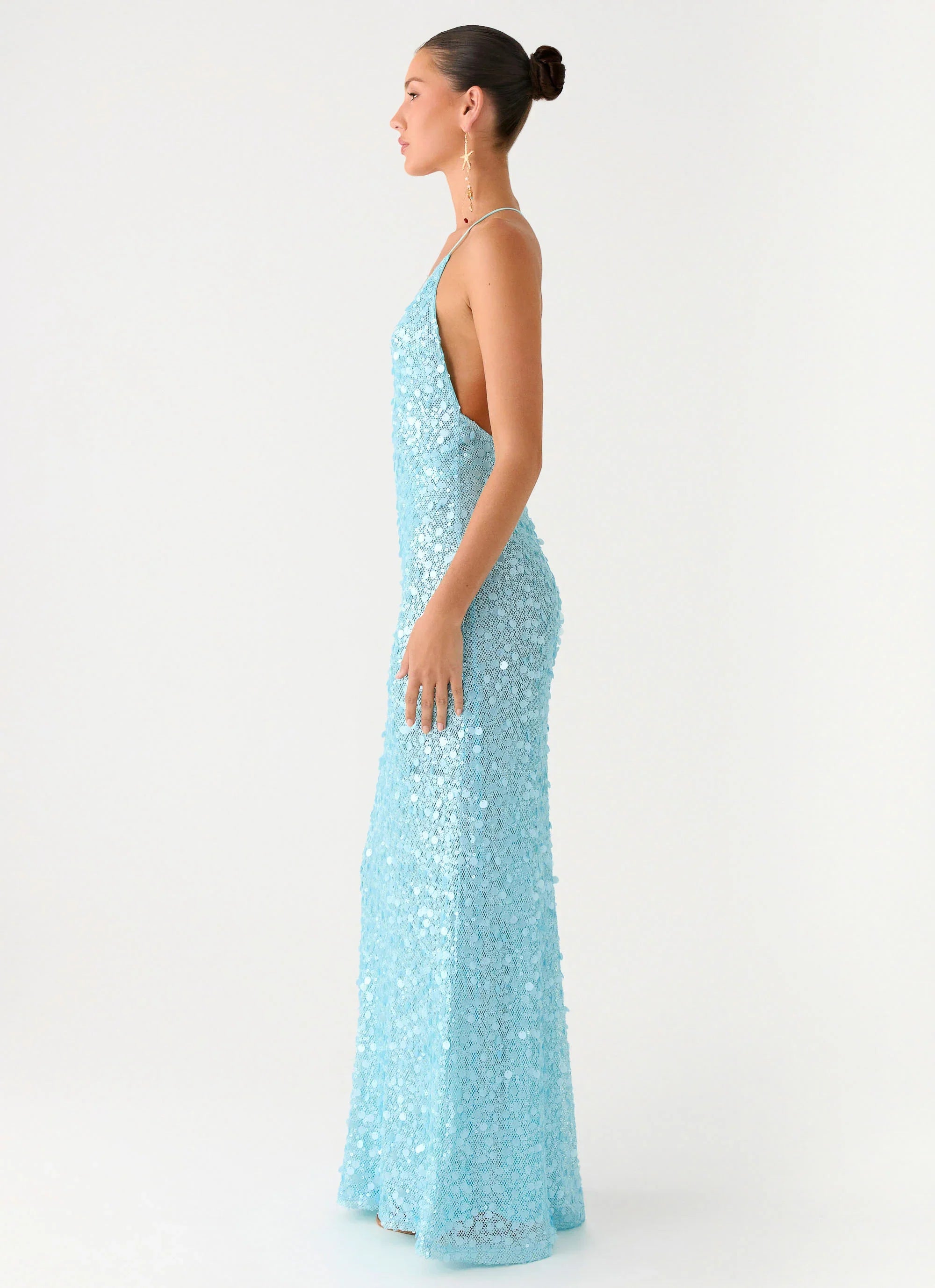 Ocean Views Sequin Maxi Dress - Blue