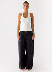Nauton Ribbed Halter Top - White
