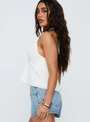Gadot Anglaise Halter Top White