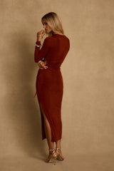 Aftergold Rust Cutout Midi Dress