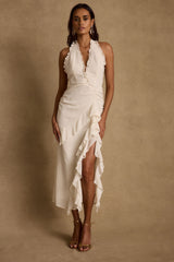 Aria Cream Halter Maxi Dress