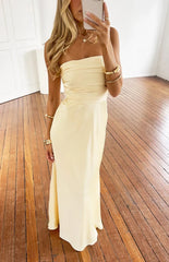 Alexia Yellow Strapless Maxi Dress
