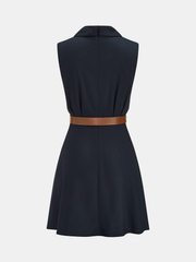 Belted Wrap Linen Blend Sleeveless Mini Dress