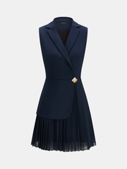 Blazer Style Pleated Mini Sleeveless Dress