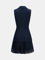 Blazer Style Pleated Mini Sleeveless Dress