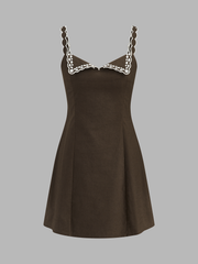 Embroidered Cotton Linen Cami Mini Dress