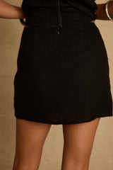 Brooke Black Linen Mini Skirt