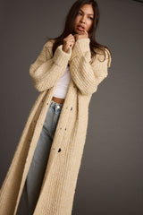 Cassia Cream Knit Long Cardigan Coat