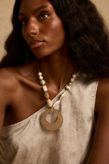 Coral Gold Beaded Necklace