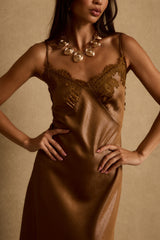 Cordon Bronze Satin Maxi Dress