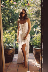 Dahlia White Satin Maxi Skirt