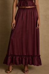 Dahlia Mulberry Satin Maxi Skirt